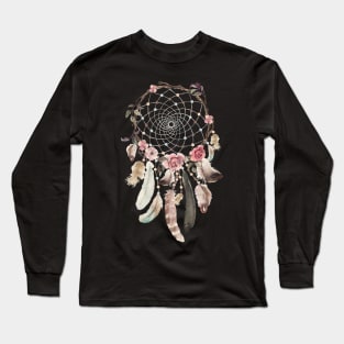 Boho Dream Catcher Floral n Feathers Long Sleeve T-Shirt